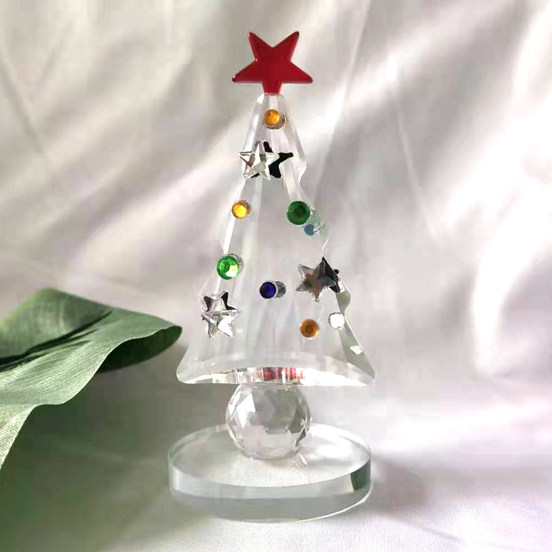 Paper Weight Crystal - Estatuilla de árbol de Navidad de