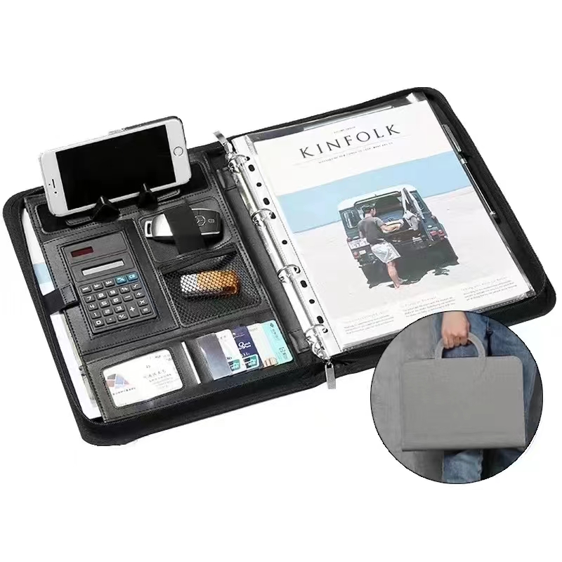Binder A4 Lever - Carpeta de cuero PU A4 con