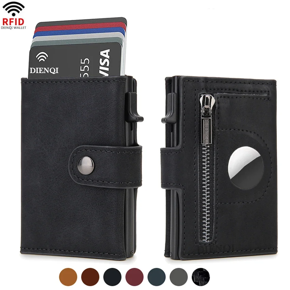 Index Card Holder - Carteras Airtag de cuero Rfid para